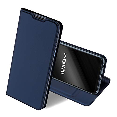 OJBKase Kompatible mit Motorola Moto G5 Plus Hülle, Slim PU Leder Handy Hülle [Standfunktion] Cover Case Brieftasche Ledertasche Bookstyle Tasche Lederhülle Handyhülle (Blau) von OJBKase