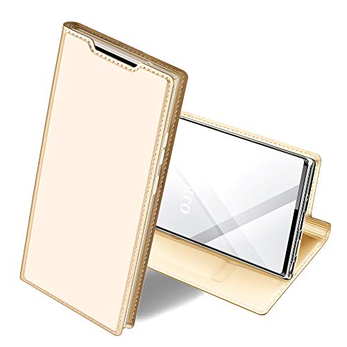 OJBKase Kompatible mit Samsung Galaxy Note 20 Hülle, Slim PU Leder Handy Hülle [Standfunktion] Cover Case Brieftasche Ledertasche Bookstyle Tasche Lederhülle Handyhülle (Gold) von OJBKase