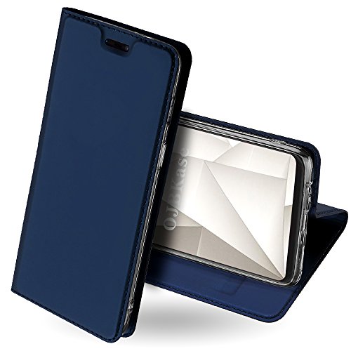 OJBKase OnePlus 6 Hülle, Premium Slim PU Leder Handy Schutzhülle [Standfunktion] [Kartensteckplatz] Hülle/Cover/Brieftasche/Ledertasche Bookstyle Tasche Lederhülle Handyhülle für OnePlus 6 (Blau) von OJBKase