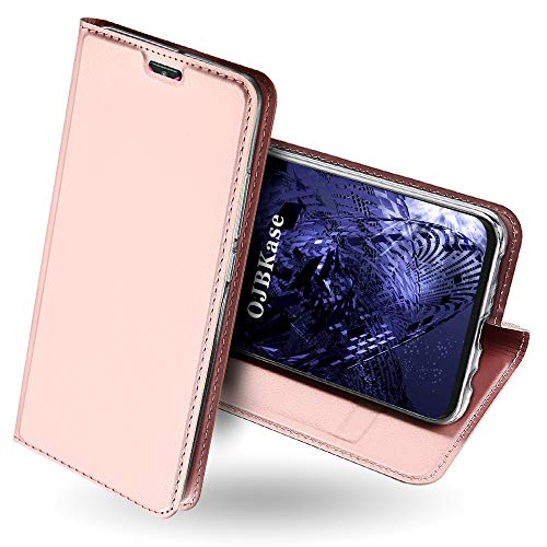 OJBKase Samsung Galaxy M20 Hülle, Premium Slim PU Leder Handy Schutzhülle [Standfunktion] [Kartensteckplatz] [Magnetisch] Hülle Handyhülle für Samsung Galaxy M20 (Rose Gold) von OJBKase
