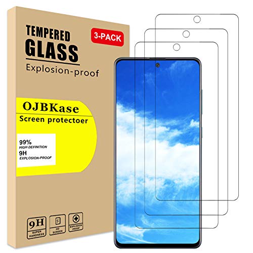 OJBKase Schutzfolie Gehärtetes Glas Displayschutzfolie Kompatibel mit Samsung Galaxy A71 [3 Stück], 2.5D 9H Härte und Hohe-Auflösung, Anti-Kratzen, Anti-Öl, Anti-Bläschen von OJBKase