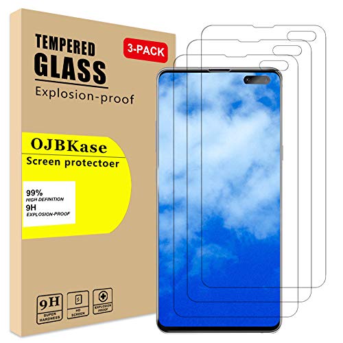 OJBKase Schutzfolie Gehärtetes Glas Displayschutzfolie Kompatibel mit Samsung Galaxy S10 5G [3 Stück], 2.5D 9H Härte und Hohe-Auflösung, Anti-Kratzen, Anti-Öl, Anti-Bläschen von OJBKase