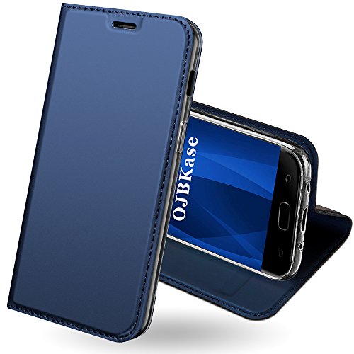 OJBKase Schutzhülle für Galaxy J3 2017, PU-Leder, Premium-Brieftasche, Kartenschlitze mit Standfunktion und magnetischer Lasche, TPU-Schutzhülle für Samsung Galaxy J3 2017 (blau) von OJBKase