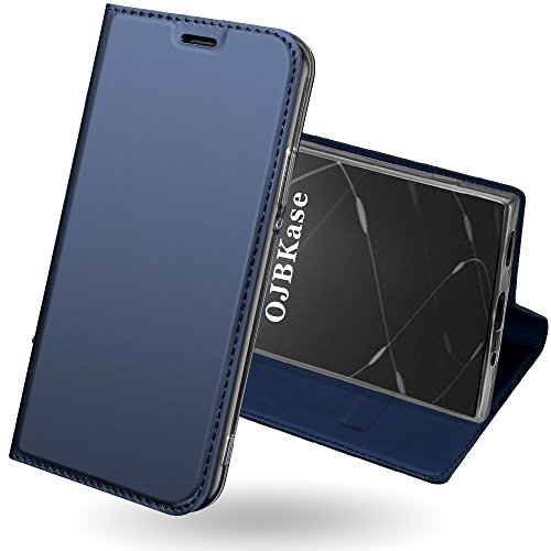OJBKase Sony Xperia XA2 Hülle, Premium Slim PU Leder Handy Schutzhülle [Kartensteckplatz] Tasche Lederhülle Handyhülle (Blau) von OJBKase