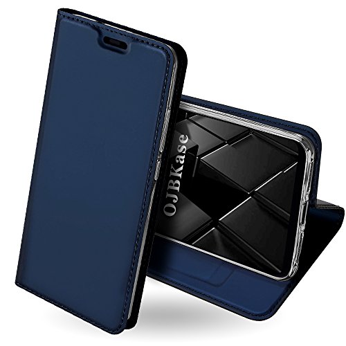 OJBKase Xiaomi Mi 8 Hülle, Premium Slim PU Leder Handy Schutzhülle [Standfunktion] Hülle/Cover/Brieftasche/Ledertasche Bookstyle Tasche Lederhülle Handyhülle für Xiaomi Mi 8 (Blau) von OJBKase