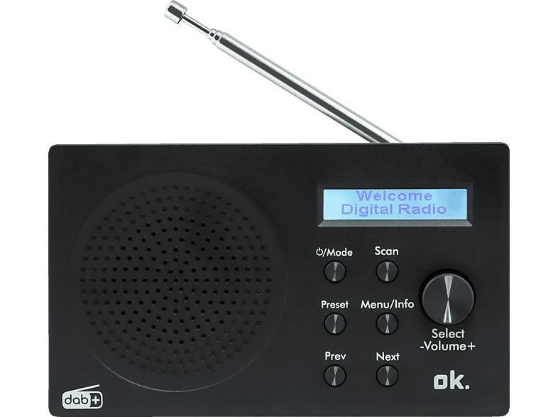 OK. ORD 101 BT-B-1 Tragbares Digitalradio, FM, DAB+, DAB, Bluetooth, Schwarz von OK.