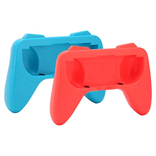 Handgriff, verschleißfestes Multifunktions-Anti-Kratz-Griff-Kit mit Schutzpolster für Switch OLED-Controller(Rot+Blau) von OKAT