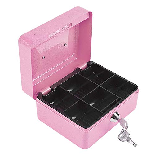 Geldkassette - 1 Stück Mini Portable Steel Petty Lockable Bargeld Geldmünze Safe Safe Box Haushalt(Rosa) von OKBYY