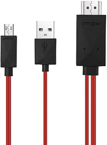 OKCS MHL zu HDMI Kabel - 11 Polig Bilder -und Audioübertragung Full HD Auflösung MicroUSB optimal für S3, S4, Note 2, Note 8 etc. - in rot von OKCS