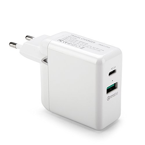 OKCS PD Ladegerät 32W mit USB C Port und USB 3.0 Quick Charge, [Fast Charger] - [PD Charger] z.Bsp. kompatibel mit iPhone XR, XS, XS Max, X, 8, 8 Plus, Galaxy S21, S20, S9, S9 Plus, Xperia XA2 etc. von OKCS