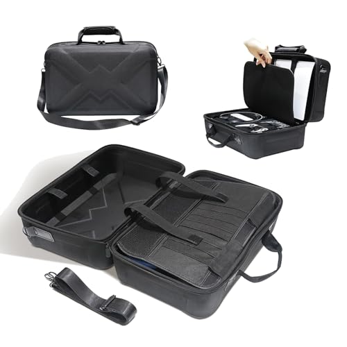 OKESYO PS5 Slim Tasche mit Schultergurt und Aufbewahrungstasche, Wasserdicht Travel Carrying Case für PS5 Slim, PS5 Slim Zubehör Kompatibel mit PS5 Slim Disk/Digital Edition von OKESYO