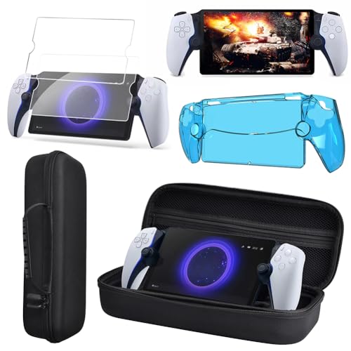 OKESYO Playstation Portal Hülle, 2 Stück Schutzfolie, Case mit Netztasche, 9H Härte, Präzise Lochposition, Anti Fingerabdruck, Kratzfest für Playstation Portal Remote Play Zubehör von OKESYO