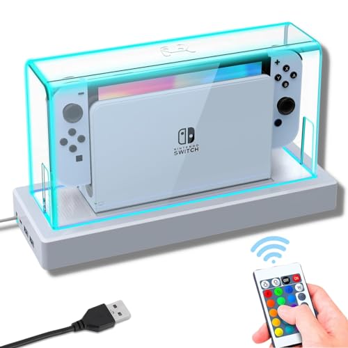 OKESYO Schutzhülle für Nintendo Switch/Switch OLED, Staubschutzhülle für Nintendo Switch OLED Zubehör mit Fernbedienung und RGB Led Licht, Anti-Staub/Anti-Kratzer von OKESYO