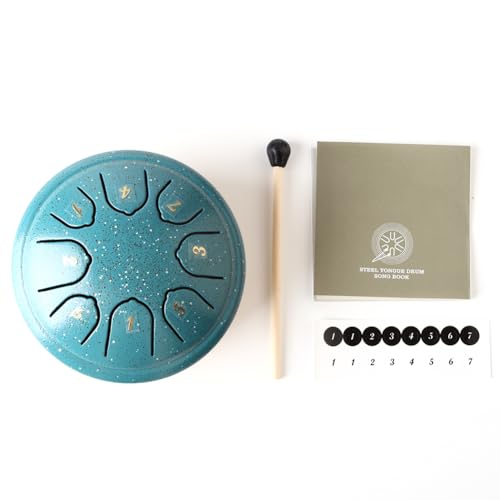 OKESYO Steel Tongue Drum 4 Zoll mit 8 Zungen, Mini Handpan Drum inkl. Schlägeln, Melodiemarke, Handbuch und Tongue Drum, Geschenkidee für Meditation, Unterhaltung, Musikpädagogik von OKESYO