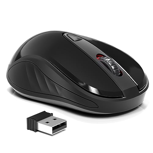 OKIMO Kabellose Maus, Schwarz, 2,4 GHz, 3 Einstellstufen, 1000-1200-1600 DPI, leises Klicken, komfortables Handgefühl, Plug and Play von OKIMO