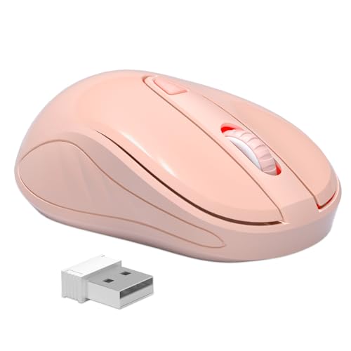 OKIMO Kabellose Maus für Laptop, Computermaus mit USB-Empfänger, 2,4 GHz, optische Tracking-Computermaus, ergonomische tragbare Maus für PC, Laptop (Orange/Pink) von OKIMO