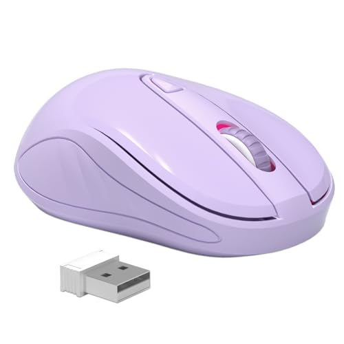 OKIMO Kabellose Maus für Laptop, Computermaus mit USB-Empfänger, 2,4 GHz, optische Tracking-Computermaus, ergonomische tragbare Maus für PC, Laptop (lila) von OKIMO