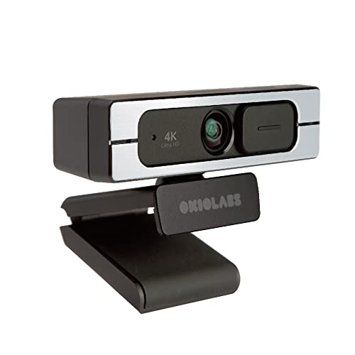 OKIOLABS A8 Ultra 4K HD-Webcam – Webkamera mit 80° Sichtfeld ideal für Onlinemeetings, Videoanrufe & Streaming; PC-Kamera mit Dual-Mikrofon, Sichtschutzabdeckung und Softwaresteuerung von OKIOLABS