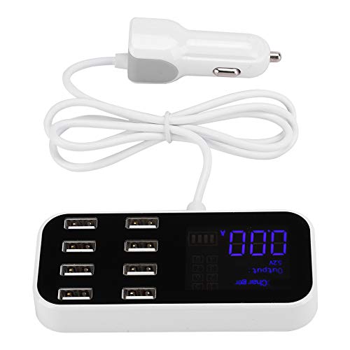 OKJHFD 8-Port-Autoladegerät-USB-Adapter, A9S 8-Port-Hub Tragbares Auto-3-Modus-Ladegerät-Netzteil Weiß Mit LED-Anzeige OKJHFD 8-Port-Autoladegerät-USB-Adapter, A9S 8-Port-Hub Tragbares Auto-3-Modus-Ladegerät-Netzteil Weiß Mit LED-Anzeige von OKJHFD