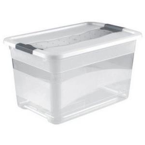 keeeper Aufbewahrungsbox cornelia - 52 Liter - transparent Box und Deckel: natur-transparent - Clips: anthrazit - 1 Stück - 595 x 395 x 340 mm (1094200100000) von OKT
