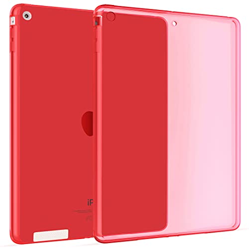 Okuli Hülle Kompatibel mit Apple iPad 2, iPad 3, iPad 4 - Transparent Silikon Cover Case Schutzhülle in Rot von OKULI