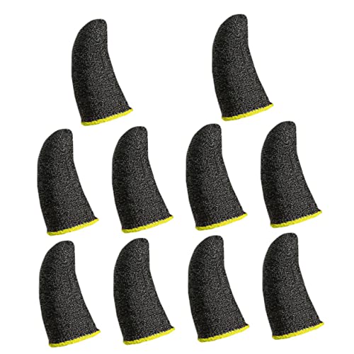 OKUMEYR Gaming-schweiß-fingerhandschuhe 10 Stück Schwarz Gelber Rand Silberfaser Spiel-daumenabdeckung Für Verbesserte OKUMEYR Gaming-schweiß-fingerhandschuhe 10 Stück Schwarz Gelber Rand Silberfaser Spiel-daumenabdeckung Für Verbesserte von OKUMEYR