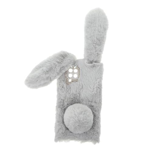 OKUMEYR Handyhülle Handytasche Smartphone-Hülle Plüsch-Telefonabdeckung pelzige Telefonhülle Schutz der telefonabdeckung Handy Abdeckung Telefonkoffer Light Grey von OKUMEYR