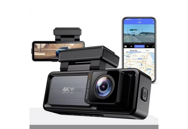 OKWISH Auto Vorne Hinten WiFi Dash Cam Dash Cam Parküberwachung Dashcam (4K + 1080P, WLAN (Wi-Fi), Dual Auto Kamera G-Sensor Loop-Aufnahme APP Steuerung, 3,2 Zoll LCD Anzeige 170°Weitwinkel WDR) von OKWISH