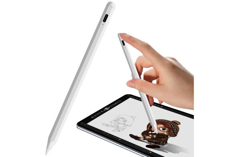 OKWISH Eingabestift Stift Stylus Pen Touchstift Pencil Touchscreen f. Apple iPad 2018-2023 (Neigungsempfindlich Magnetische Adsorption des iPads, 1-St., Hochpräzise Handflächenerkennung Bluetooth Akkustand auf Ipad) Magnetisches Pen Kompatibel mit iPad iPad Pro iPad Mini iPad Air von OKWISH