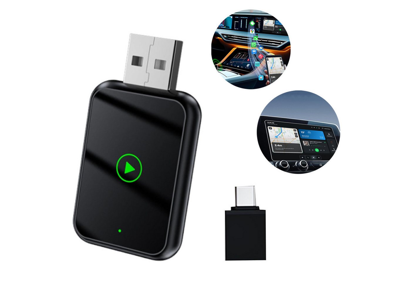 OKWISH Kabelloser CarPlay Android Auto Adapter kompatibel mit iPhone & Android zu USB/Type-C, Plug & Play Wireless Modul für Fahrzeuge mit originalem CarPlay OKWISH Kabelloser CarPlay Android Auto Adapter kompatibel mit iPhone & Android zu USB/Type-C, Plug & Play Wireless Modul für Fahrzeuge mit originalem CarPlay von OKWISH
