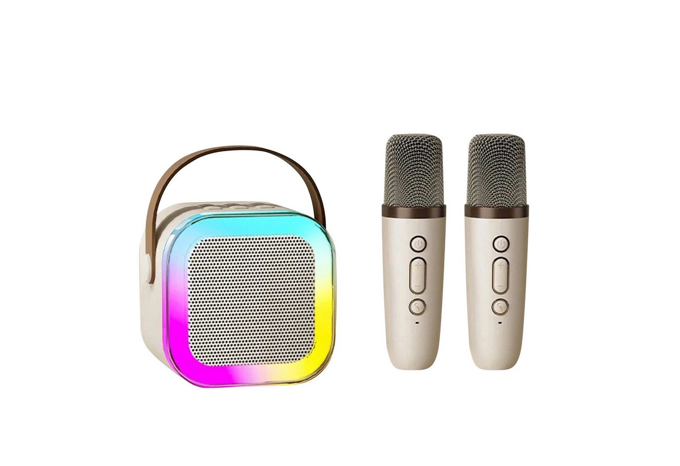 OKWISH Tragbare Bluetooth Karaoke Maschine mit 2 Mikrofonen und Lautsprecher 3 Karaoke-Maschine (Bluetooth, für Kinder und Erwachsene mit Stimme wechselnde Effekte LED-Lichter) von OKWISH