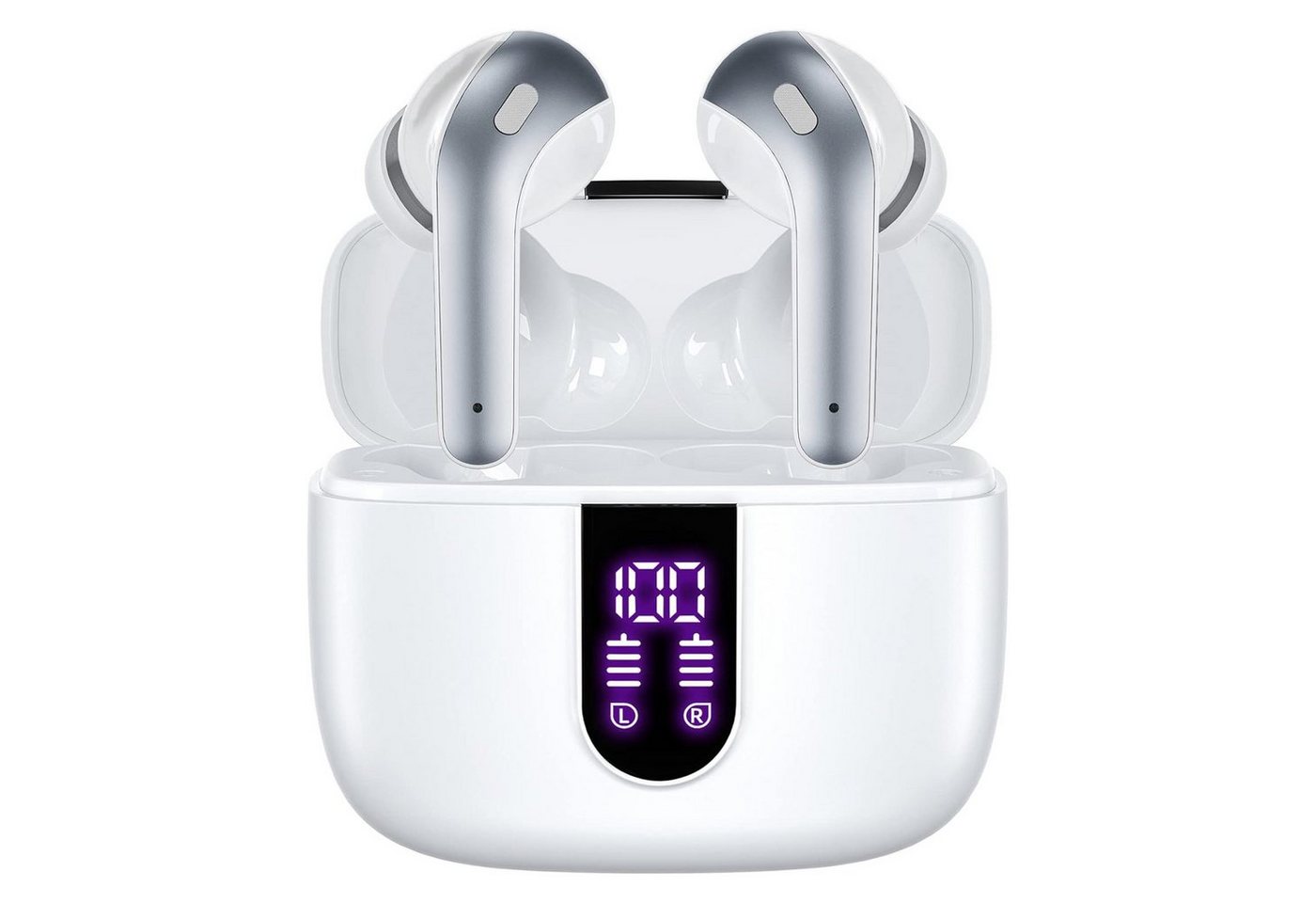OKWISH Wireless Kopfhörer Headset Ohrhörer Earbuds Bluetooth HiFi Stereo Bluetooth-Kopfhörer (Lärmreduzierung, Bluetooth 5.3, Ladeetui mit LED Anzeige, Touch, Wasserdicht, kabelos, Geräuschisolierung) von OKWISH