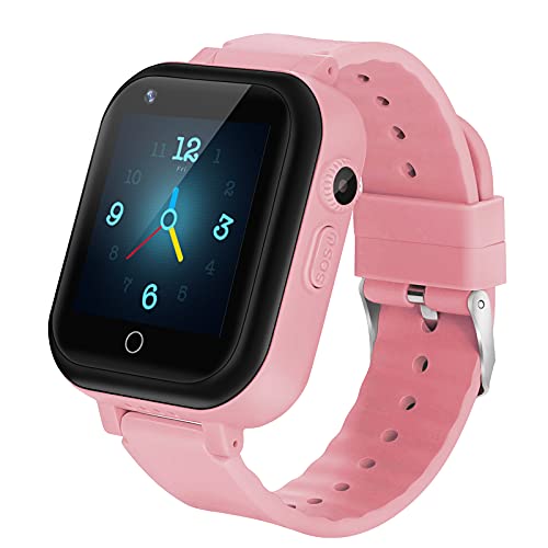 4G Smartwatch für Kinder, Jungen, Mädchen, 4G Smartwatch, Telefon, HD-Bildschirm, Sport-Armbanduhr mit Video & Telefonanruf, SOS, Kamera, Kindergeschenke im Alter von 3-14 Jahren, T16 Concise Pink von OKYUK