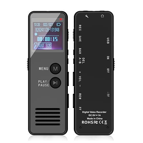 Diktiergerät 64GB mit Sprachsteuerung – Mini Audio Recorder, Aufnahmegerät mit Wiedergabe, HiFi Digitales Diktiergerät mit MP3/WAV, Voice Recorder für Vorlesungen, Meeting Passwortschutz Diktiergerät 64GB mit Sprachsteuerung – Mini Audio Recorder, Aufnahmegerät mit Wiedergabe, HiFi Digitales Diktiergerät mit MP3/WAV, Voice Recorder für Vorlesungen, Meeting Passwortschutz von OKYUK