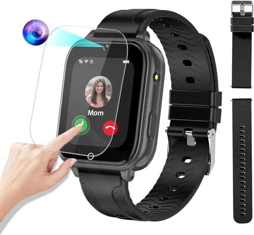 OKYUK 2024 Smartwatch Kinder Telefon 4G mit GPS, 1.69'' Touchscreen Kinder Smartwatch 4G WiFi Videoanruf Kamera Musik Player Gesichtserkennung Geofence SOS Anti-Lost für Jungen Mädchen (Schwarz) von OKYUK