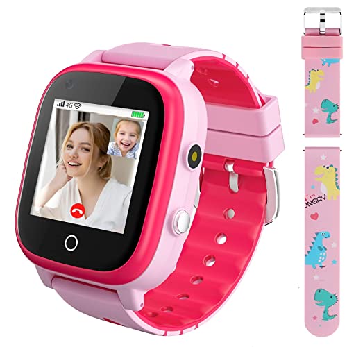 OKYUK 4G GPS Smartwatch für Mädchen Jungen, IP67 wasserdichte Rosa Sportuhr Smartphone für Kinder, mit Kamera WiFi Videoanruf Telefonanruf SOS Schrittzähler von OKYUK