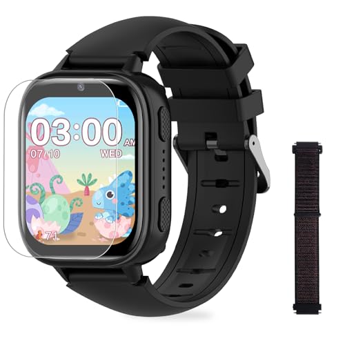 OKYUK Kinder Smartwatch mit Anruffunktion,31 Puzzlespielen, Multifunktionale Smartwatch für Kinder, Jungen und Mädchen(Schwarz) von OKYUK