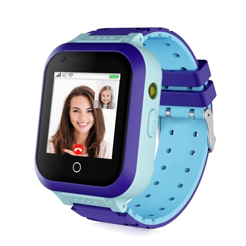 OKYUK Smartwatch Kinder mit GPS und SOS, multifunktionale Kinder-Smartwatch mit Zwei-Wege-Sprechen, Tracker-Kinderuhr, als Geschenk verwendbar, geeignet für Kinder im Alter von 3–12 Jahren (T3 Blau) von OKYUK