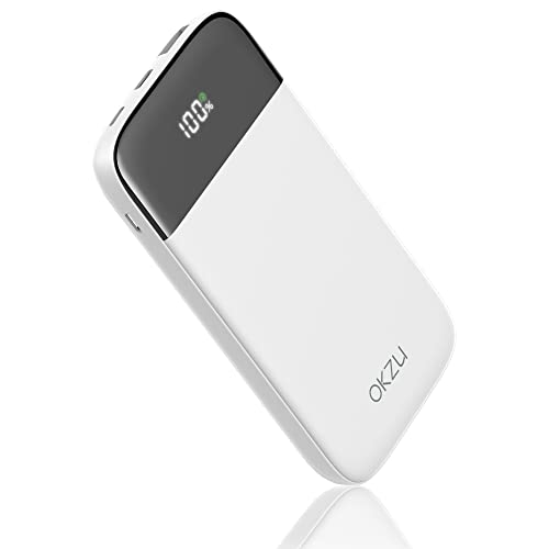 OKZU 10000mAh LED Display Schnellladung Power Bank, 22,5W PD3.0 QC4.0 Tragbares Ladegerät, Telefon Externer Akku Pack für iPhone Samsung Huawei und mehr (Weiß) von OKZU