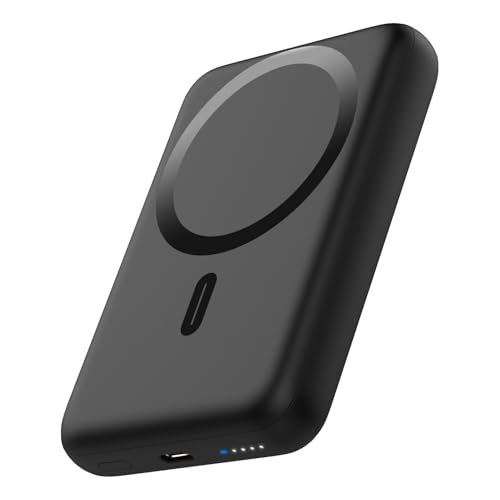OKZU Power Bank, Magnetic Power Bank, 10000 mAh, PD 20W Quick Charge Wireless Power Bank with USB-C Inputs and Output for iPhone 15/14/13/12 (Black) von OKZU