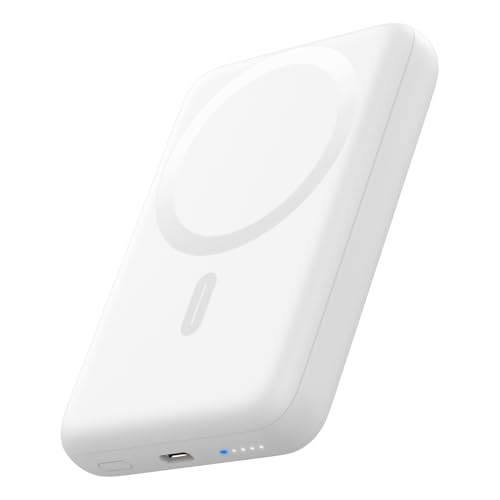 OKZU Power Bank, Magnetic Power Bank, 10000 mAh, PD 20W Quick Charge Wireless Power Bank with USB-C Inputs and Output for iPhone 15/14/13/12 (White) von OKZU