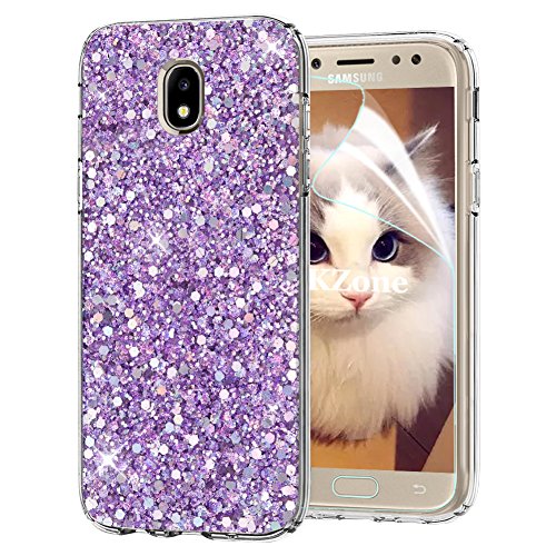 OKZone Galaxy J5 2017 Hülle, Glitzer Bling Design Weich TPU Bumper Case Silikon Schutzhülle Handy Tasche Rückseite Hülle Etui Cover TPU Bumper Schale für Samsung Galaxy J5 2017 (Lila) von OKZone