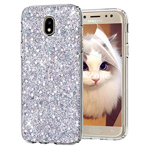 OKZone Galaxy J5 2017 Hülle, Glitzer Bling Design Weich TPU Bumper Case Silikon Schutzhülle Handy Tasche Rückseite Hülle Etui Cover TPU Bumper Schale für Samsung Galaxy J5 2017 (Silber) von OKZone