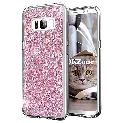 OKZone Galaxy S8 Hülle, Glitzer Bling Designer Weich TPU Bumper Case Silikon Schutzhülle Handy Tasche Rückseite Hülle Etui Cover TPU Bumper Schale für Samsung Galaxy S8 (Rosa) von OKZone