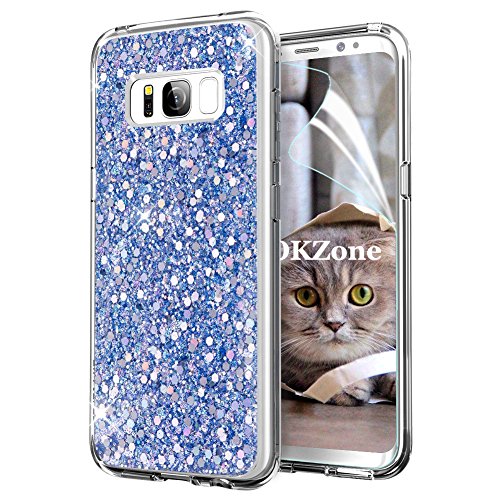 OKZone Galaxy S8 Plus Hülle, Glitzer Bling Design Weich TPU Bumper Case Silikon Schutzhülle Handy Tasche Rückseite Hülle Etui Cover TPU Bumper Schale für Samsung Galaxy S8 Plus (Blau) von OKZone