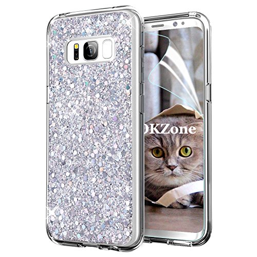 OKZone Galaxy S8 Plus Hülle, Glitzer Bling Designer Weich TPU Bumper Case Silikon Schutzhülle Handy Tasche Rückseite Hülle Etui Cover TPU Bumper Schale für Samsung Galaxy S8 Plus (Silber) von OKZone