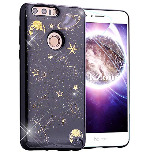 OKZone Honor 8 Hülle, Glitzer Bling Glänzende Design Weich TPU Bumper Case Silikon Schutzhülle Handy Tasche Rückseite Hülle Etui Cover TPU Bumper Schale für Huawei Honor 8 (Schwarz) von OKZone