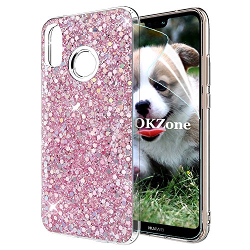 OKZone Huawei P20 Lite Hülle, Glitzer Bling Designer Weich TPU Bumper Case Silikon Schutzhülle Handy Tasche Rückseite Hülle Etui Cover TPU Bumper Schale für Huawei P20 Lite (Rosa) von OKZone