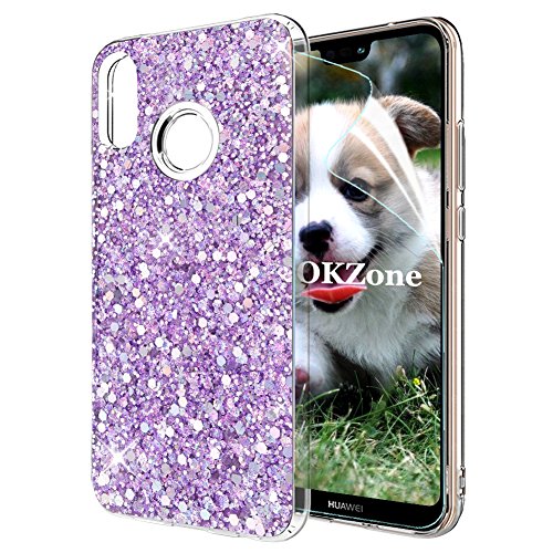 OKZone Huawei P20 Lite Hülle, Glitzer Bling [Glänzende Mode] Design Weich TPU Bumper Case Silikon Schutzhülle Handy Tasche Rückseite Hülle Etui Cover TPU Bumper Schale für Huawei P20 Lite (Lila) von OKZone