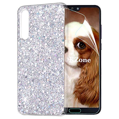 OKZone Huawei P20 Pro Hülle, Glitzer Bling [Glänzende Mode] Design Weich TPU Bumper Case Silikon Schutzhülle Handy Tasche Rückseite Hülle Etui Cover TPU Bumper Schale für Huawei P20 Pro (Silber) von OKZone